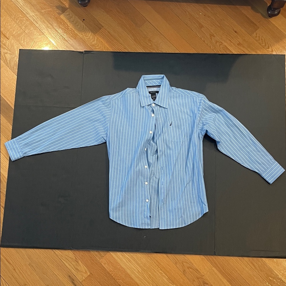 Nautica Kids Blue Striped Button Down Shirt